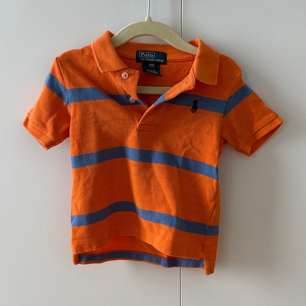 Polo by Ralph Lauren Kids Striped Polo in Orange and Blue